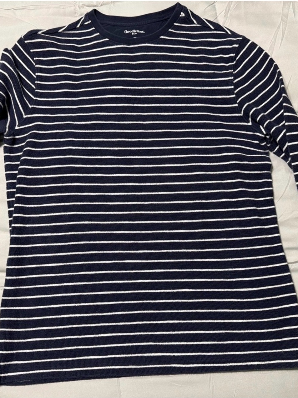 Goodfellow & Co Navy and White Striped Crewneck Sweater